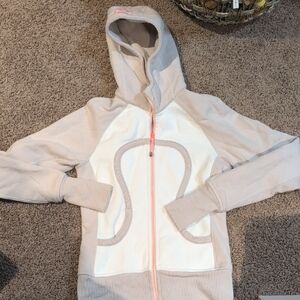 Lululemon Beige and White Scuba Hoodie